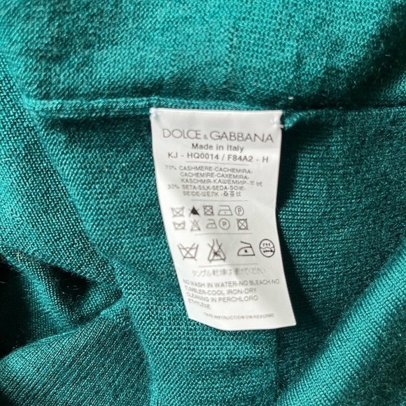Dolce & Gabbana Green Long Line Cashmere Silk Blend Ruched Cardigan - Picture 10 of 10